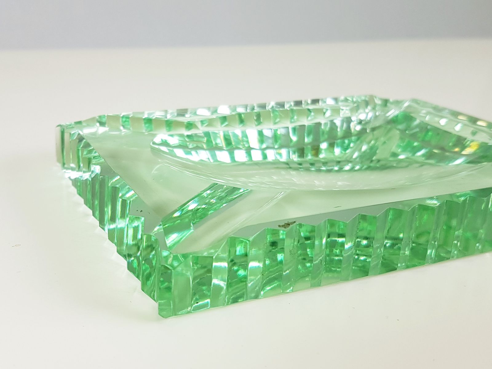Cut Glass Zig Zag Ashtray In The Style Of Fontana Arte, 1950s photo furniture