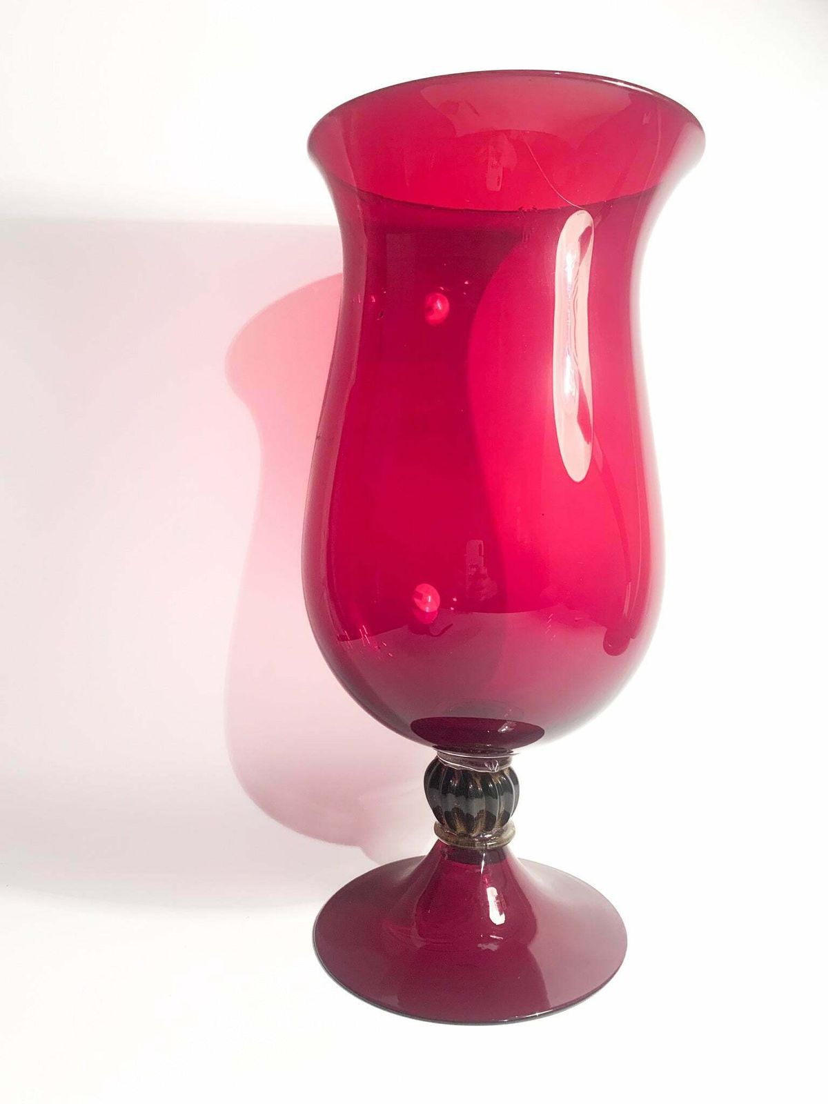 Hand Blown Bordeaux Murano Glass Cup Vase From The 1980s photo buy
