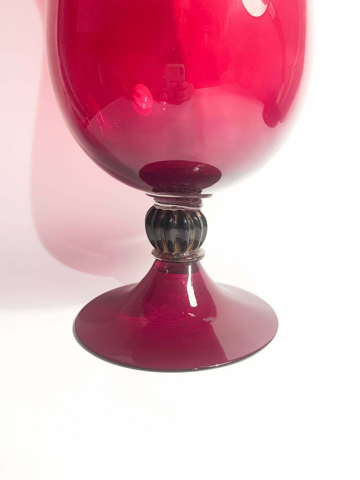 Home Decor Hand Blown Bordeaux Murano Glass Cup Vase From The 1980s photo