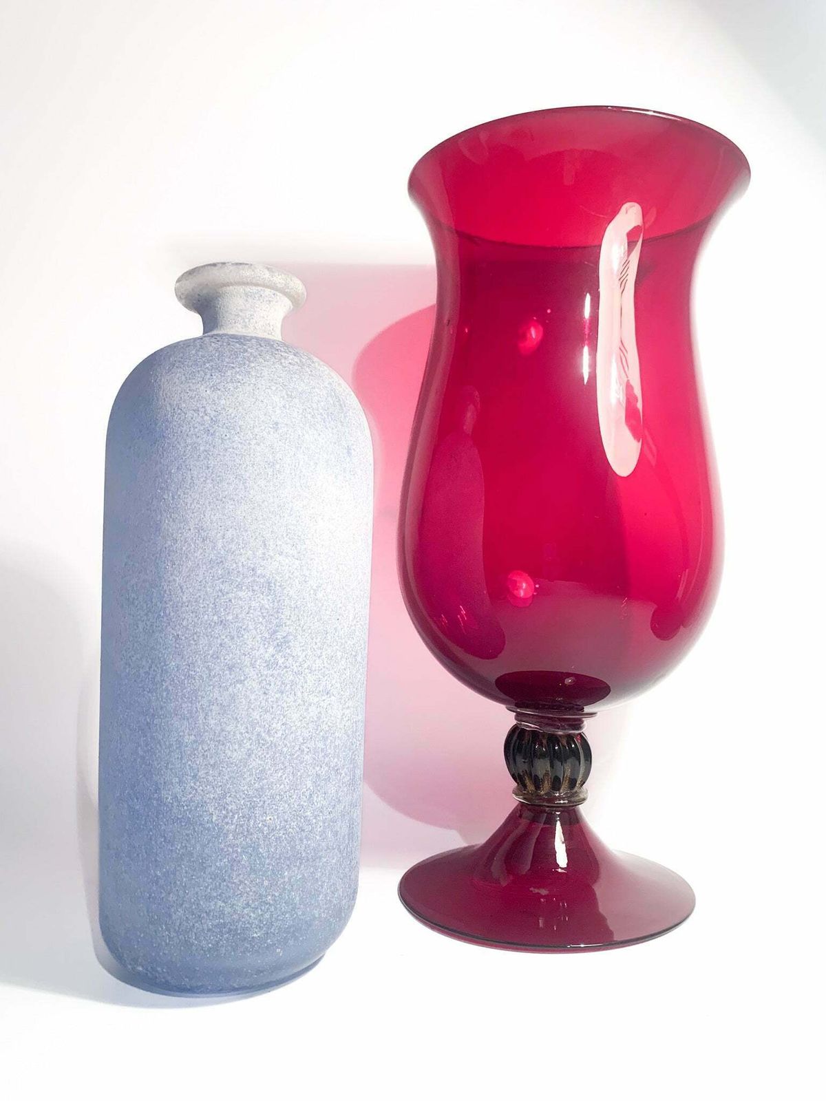 295.0 Hand Blown Bordeaux Murano Glass Cup Vase From The 1980s photo