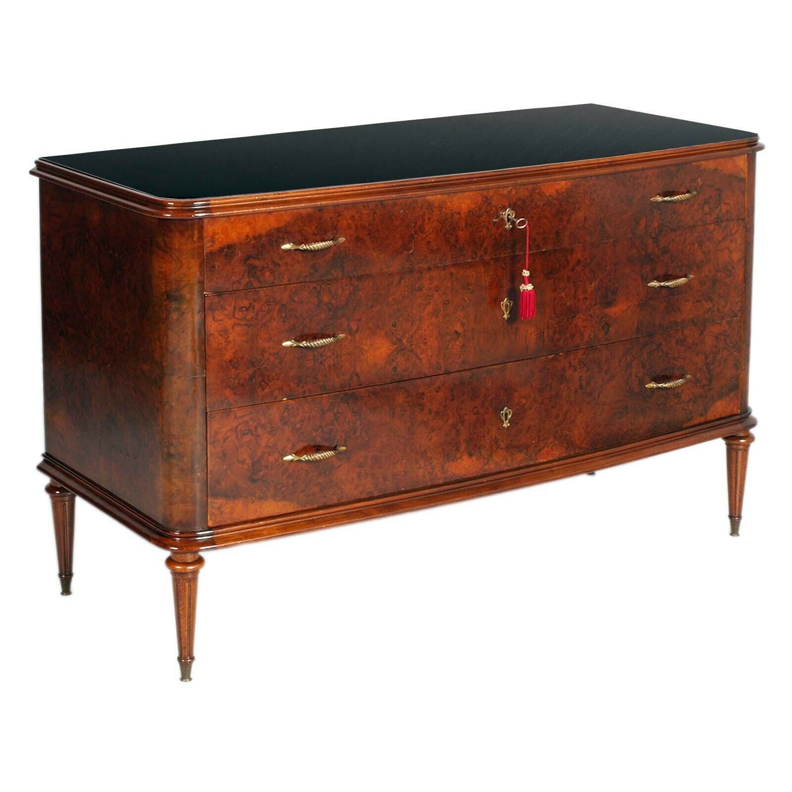Art Decò Chest Of Drawers, Walnut Root By Paolo Buffa For Permanente Mobili Cantù