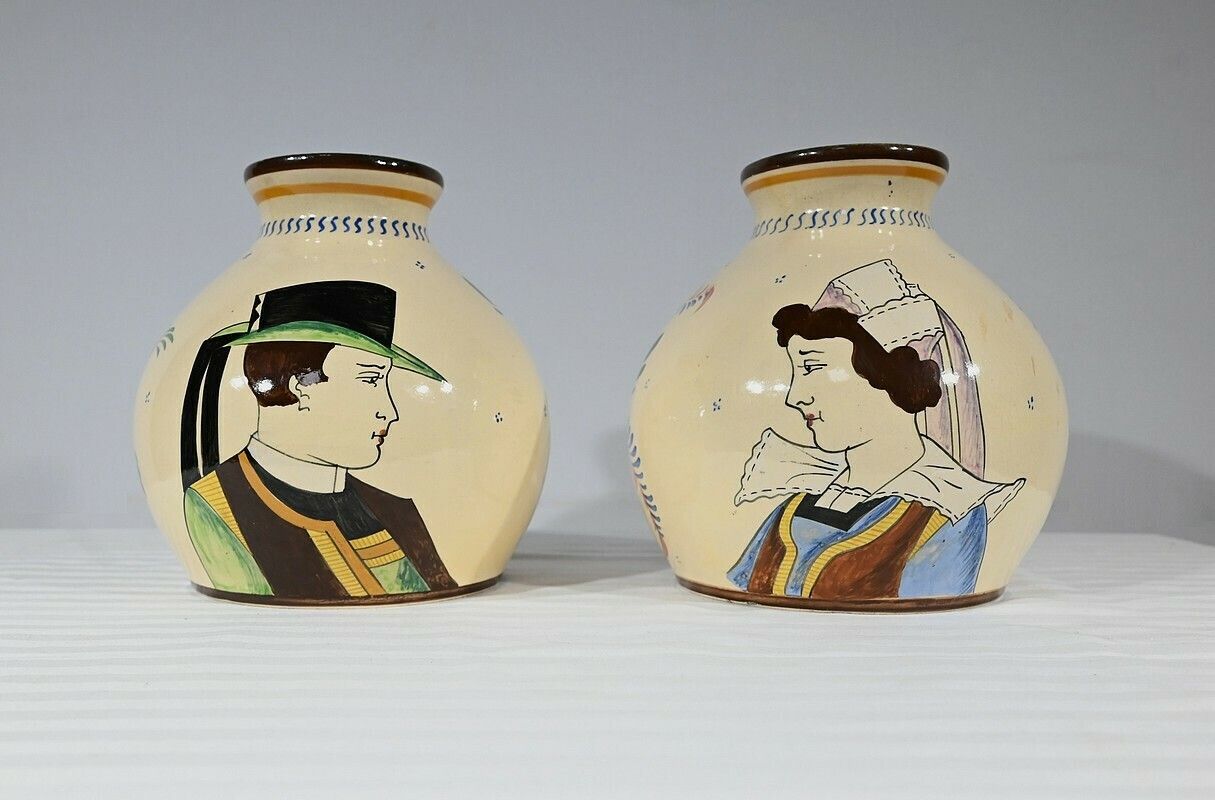Pair Of Henriot Quimper Vases – Mid 20th Century photo Home Decor