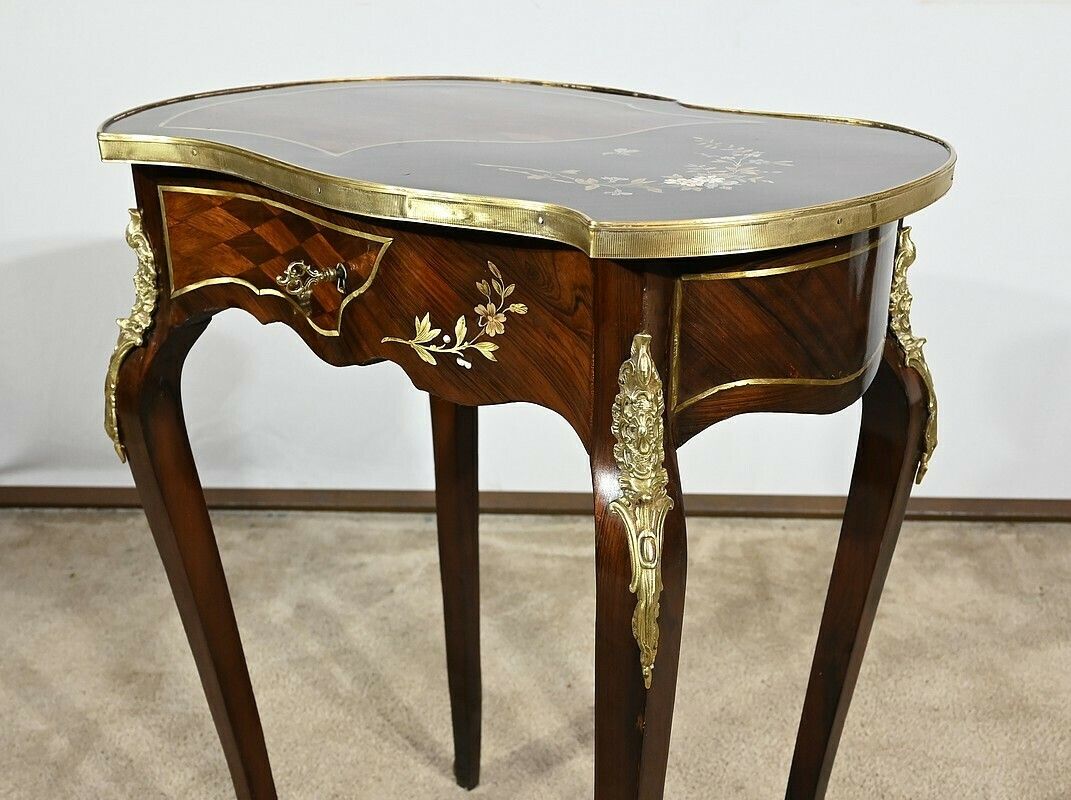photo furniture Small Marquetry Living Room Table, Louis XV Style, Napoleon III Period – Mid 19th Century