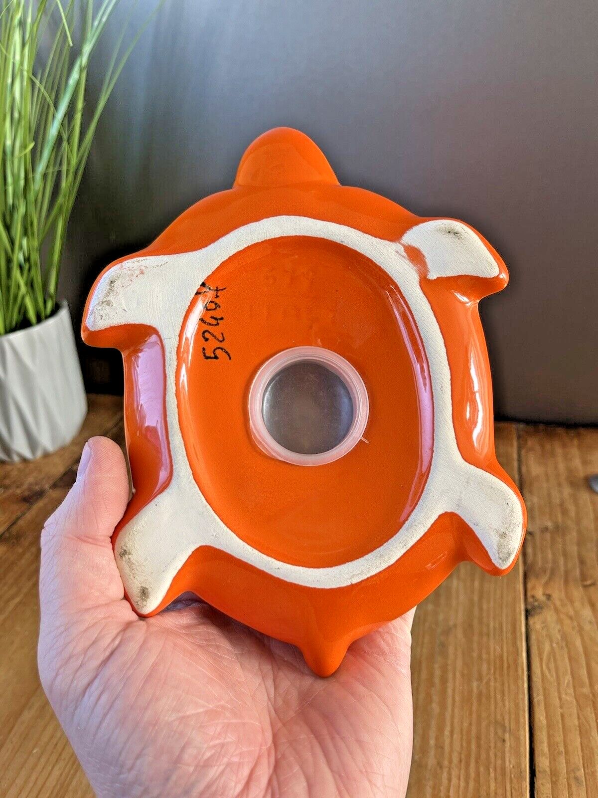 photo furniture Superb 60's Bright Orange Floral Italian Sica Sicart Pottery Tortoise Money Box