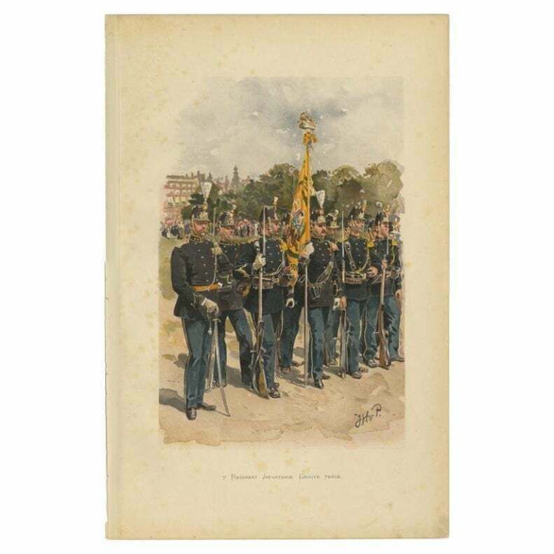 Antique Print Of The Dutch Infanterie, Around 1880