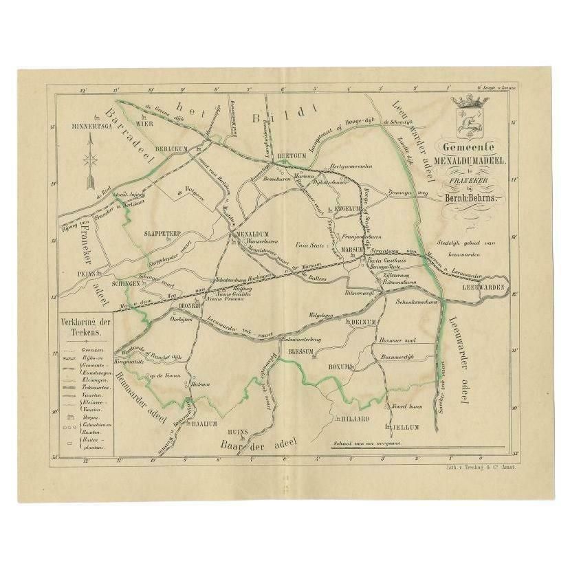 Antique Map Of The Menaldumadeel Township By Behrns, 1861