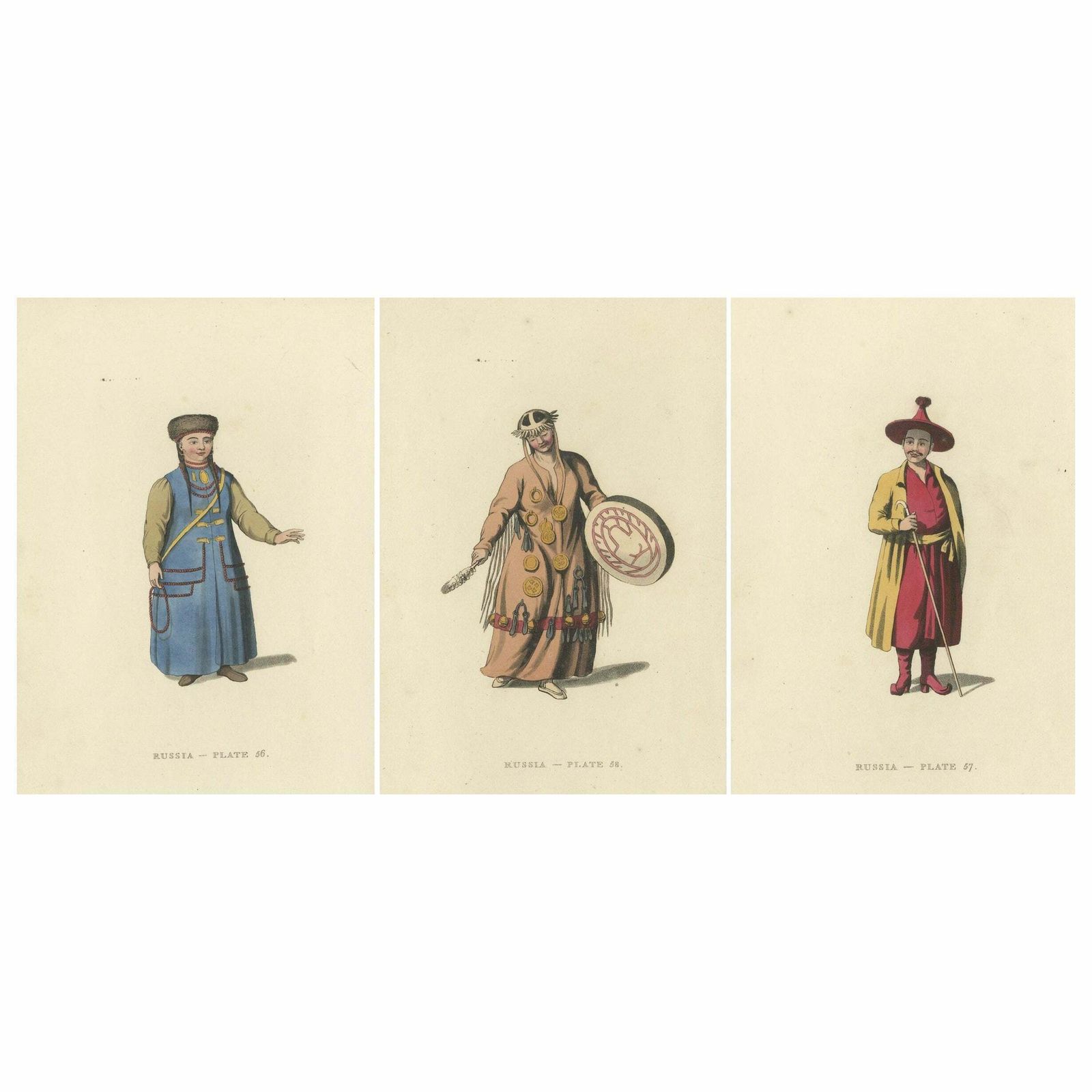 Traditional Mongolian Attire In Alexander's Russian Ethnographic Engraving, 1814