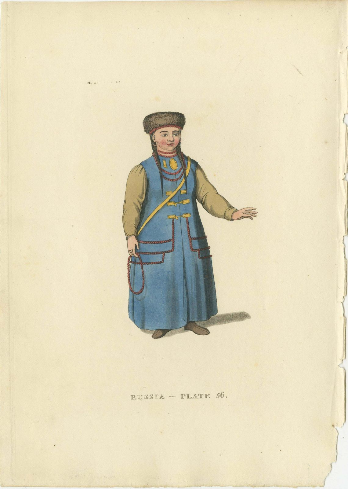 Traditional Mongolian Attire In Alexander's Russian Ethnographic Engraving, 1814 photo for sale
