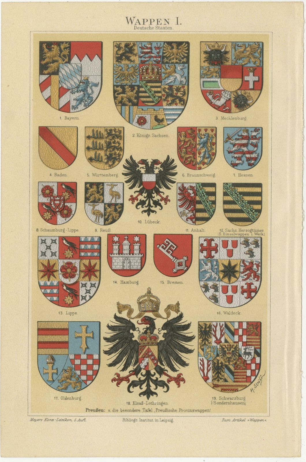 Set Of 4 Antique Print Of Coats Of Arms Of German States, America And Others photo furniture