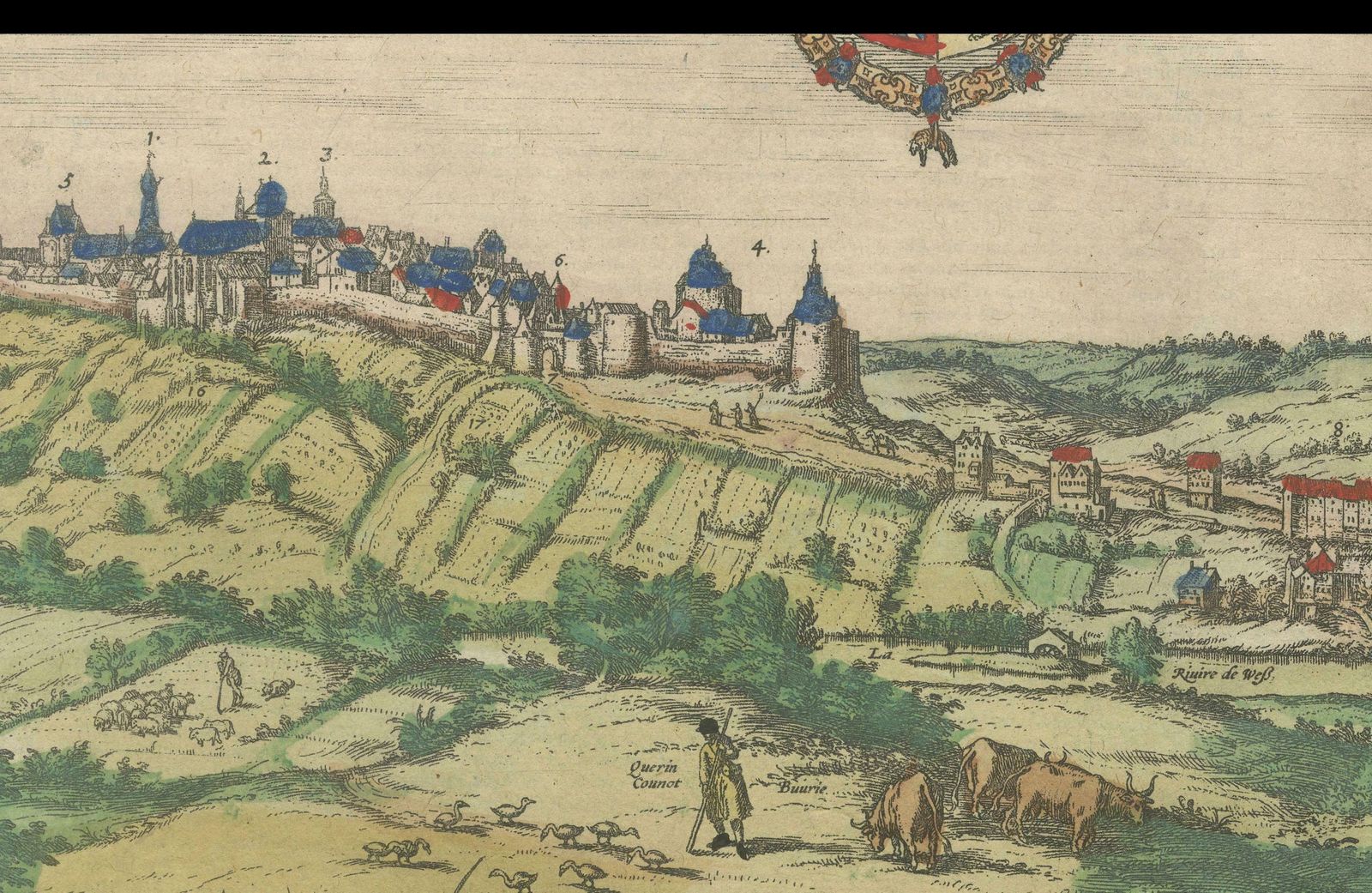 Original Antique Print Of Limbourg In Present Day Belgium, Published Circa 1580 photo Art