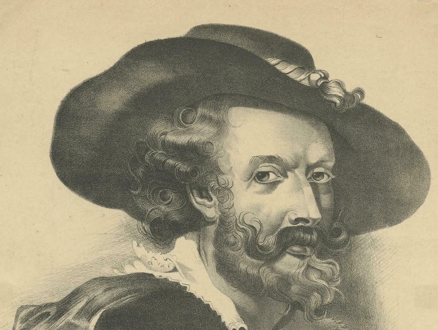 Antique Portrait Of Peter Paul Rubens By Zabern, Circa 1840 photo for sale