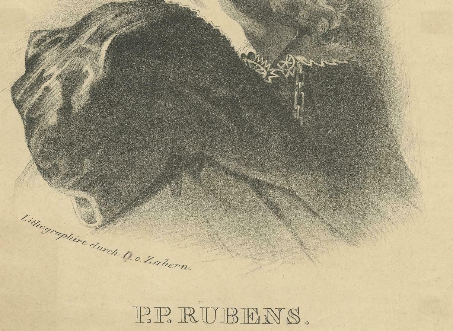 Antique Portrait Of Peter Paul Rubens By Zabern, Circa 1840 photo Art