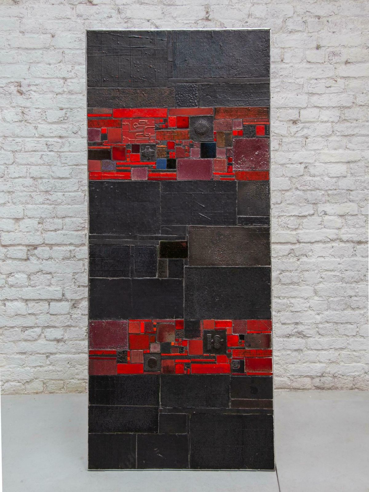 Pia Manu For Amphora Large Coffee Table, Black And Red Glazed Tiles photo for sale