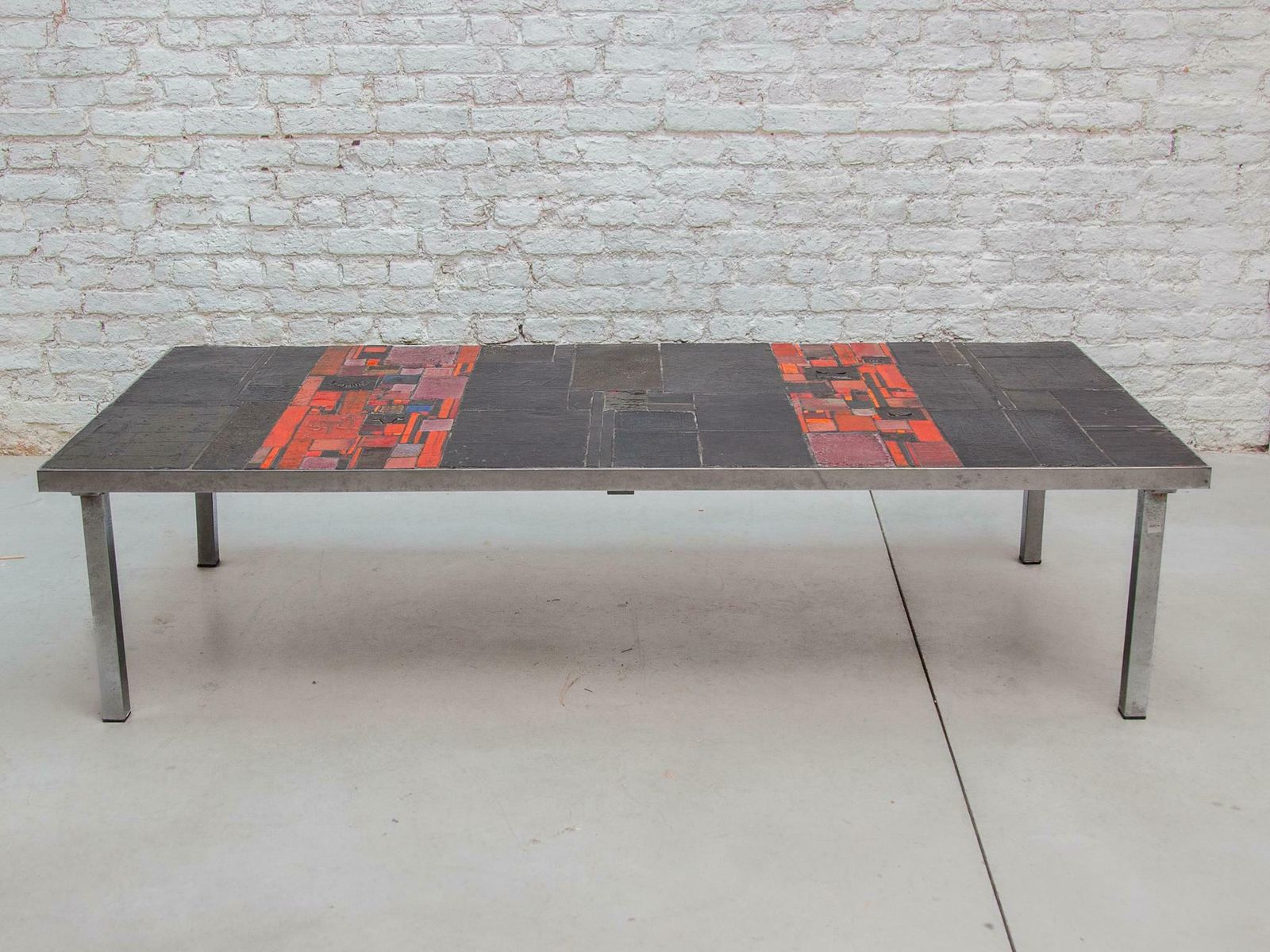 Pia Manu For Amphora Large Coffee Table, Black And Red Glazed Tiles photo 8000.0