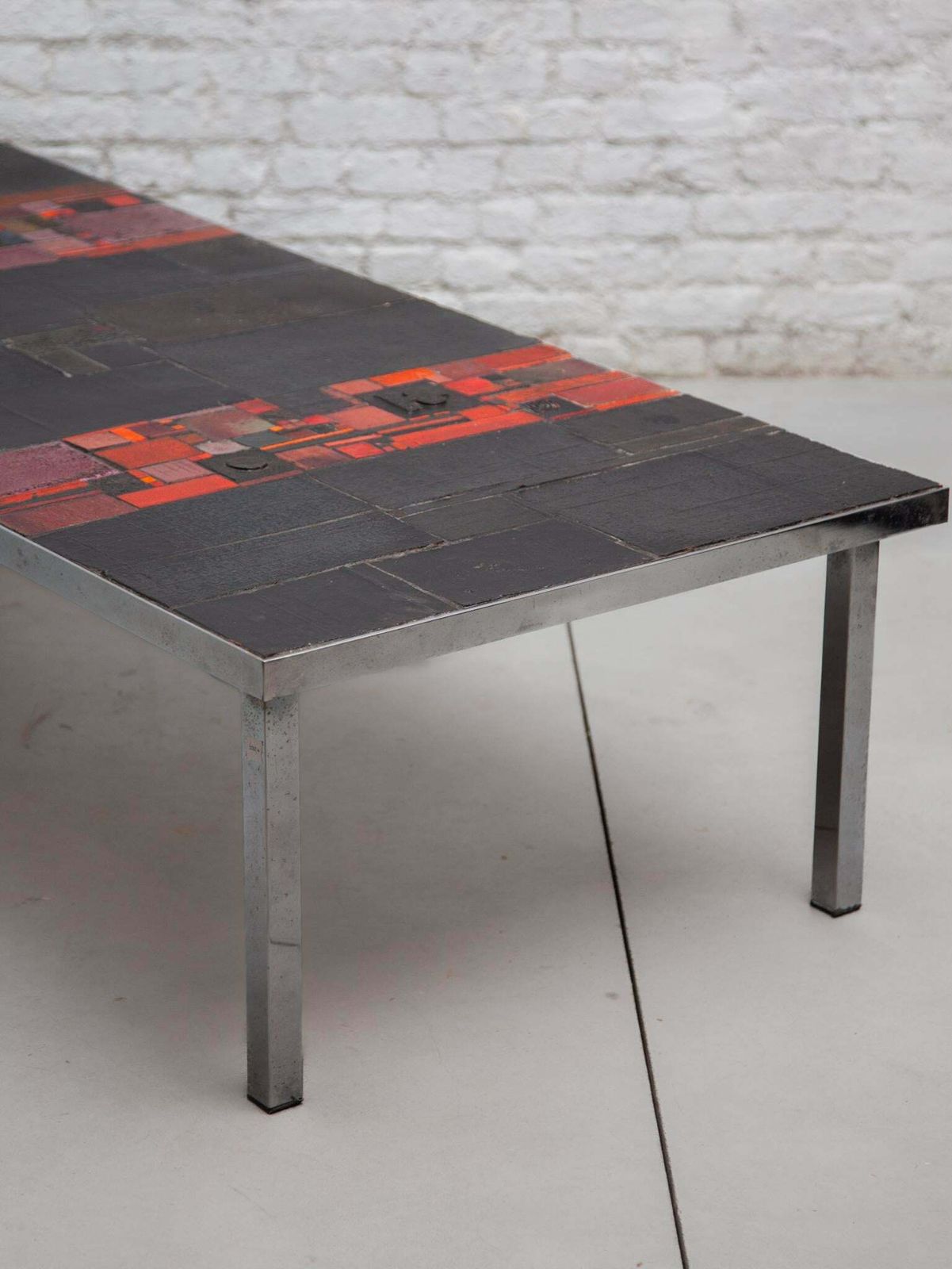 Furniture Pia Manu For Amphora Large Coffee Table, Black And Red Glazed Tiles photo