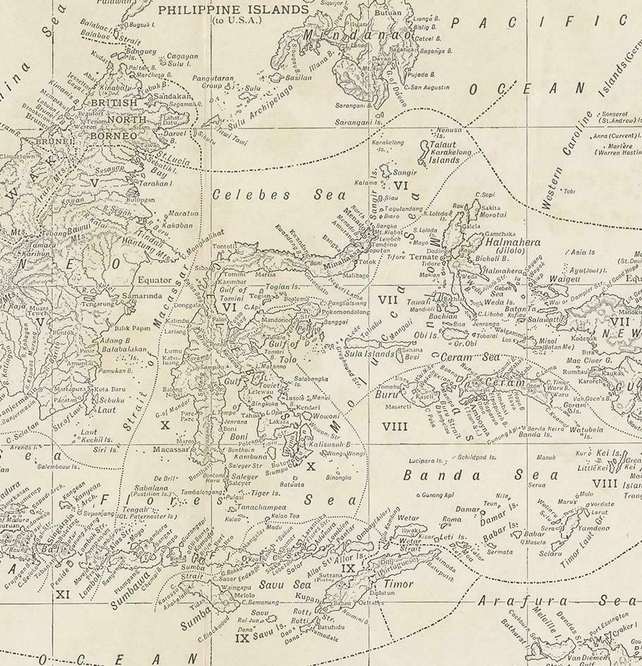 Antique Map Of The Malay Archipelago By Walker, 1911 photo Art