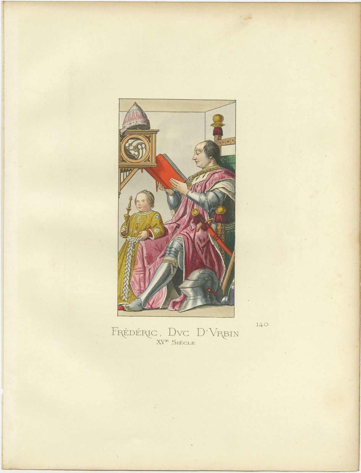Antique Print Of Federico Da Montefeltro Of Italy, 1860 photo for sale