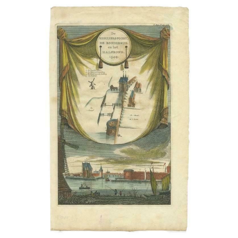 Antique Print Of The 'Regulierspoort' In Amsterdam By Wagenaar, C.1760