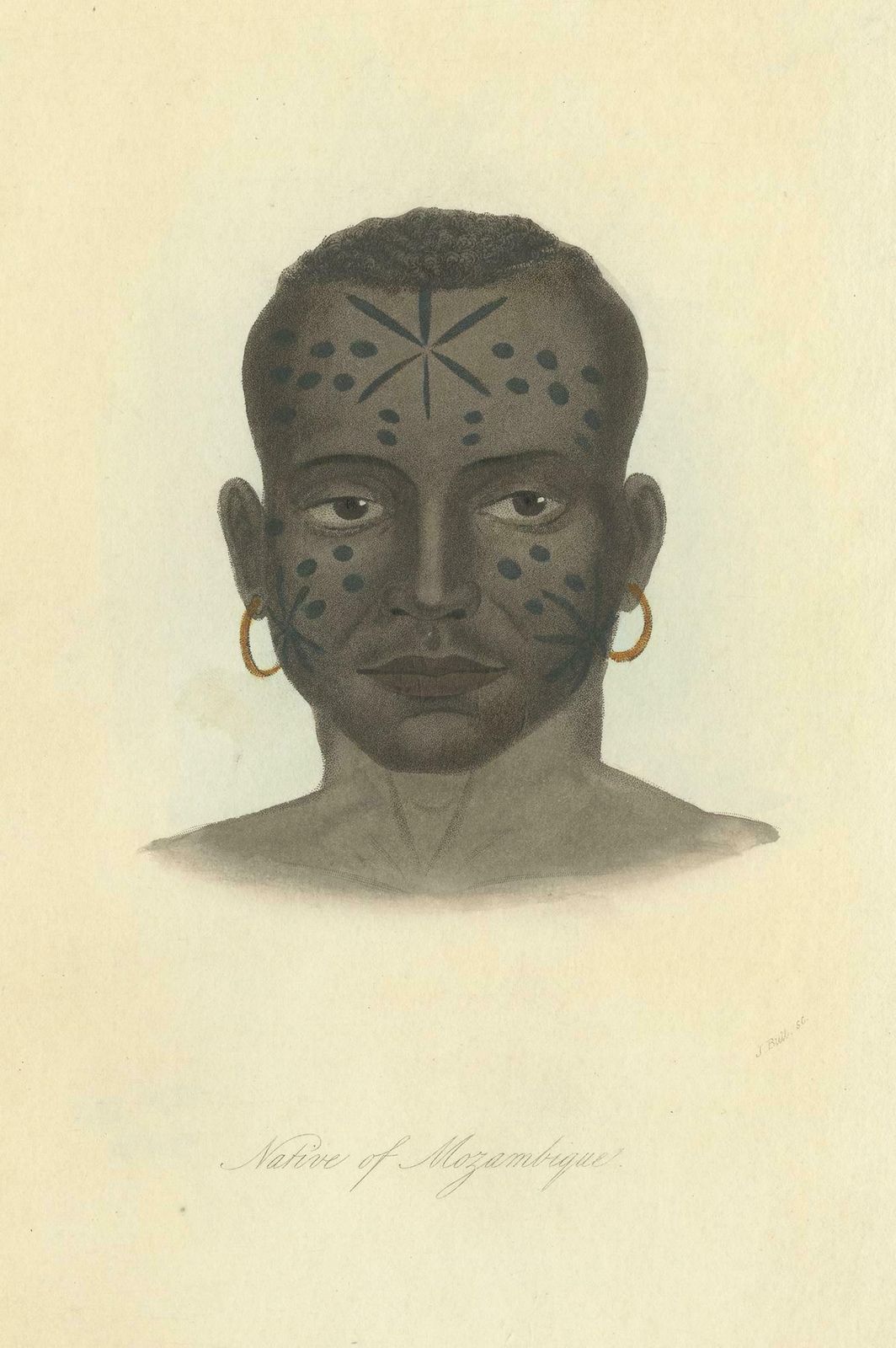 Antique Print Of A Native Of Mozambique By Prichard, 1842 photo furniture
