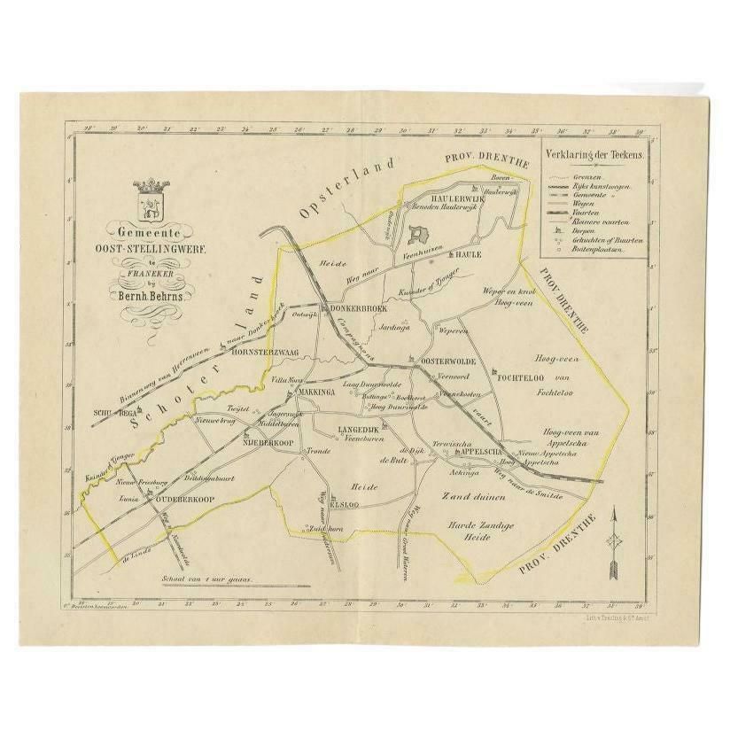 Antique Map Of The Oost Stellingwerf Township By Behrns, 1861