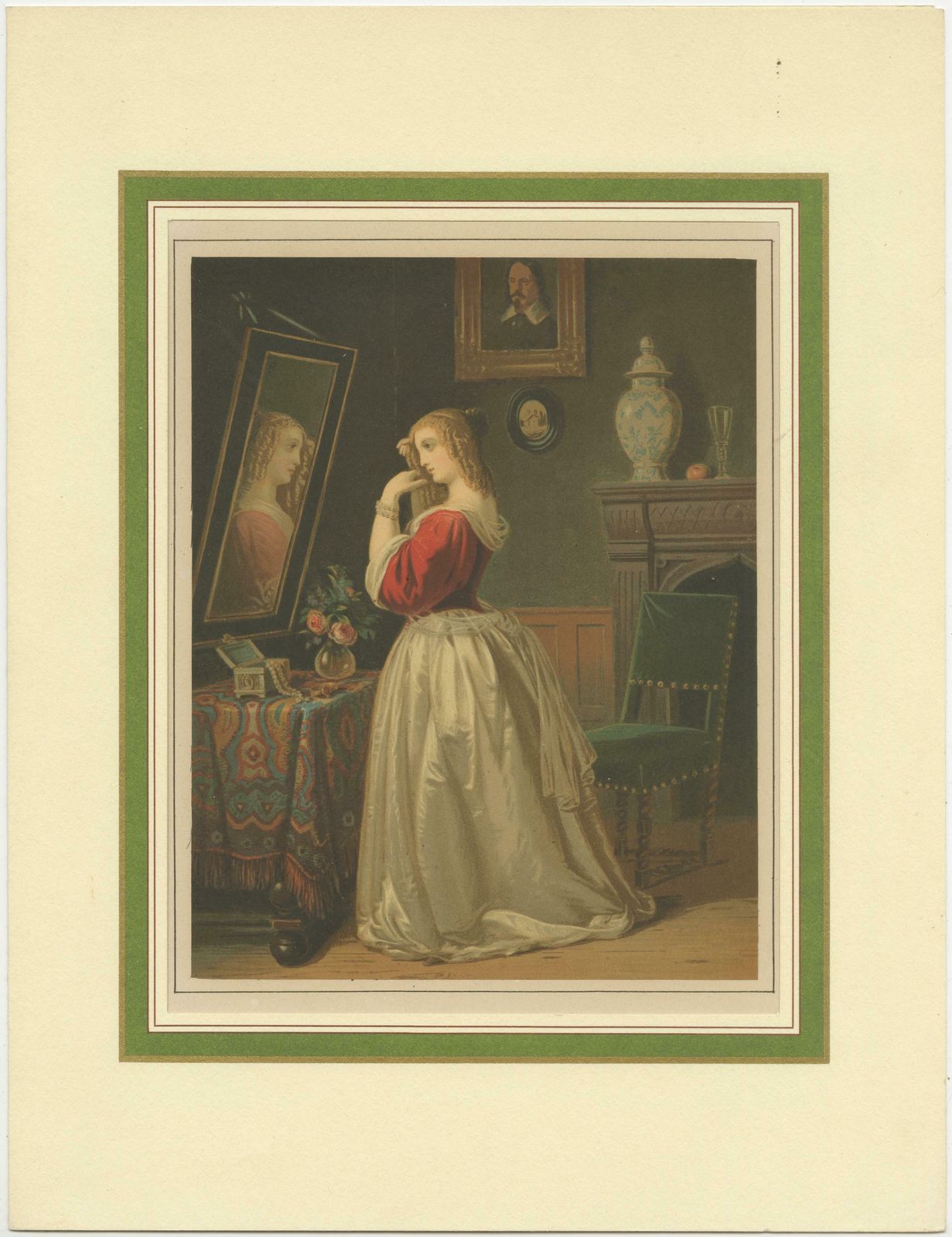 Antique Print Of Feminine Rituals: The Toilette In Victorian Art, Circa 1880 photo for sale