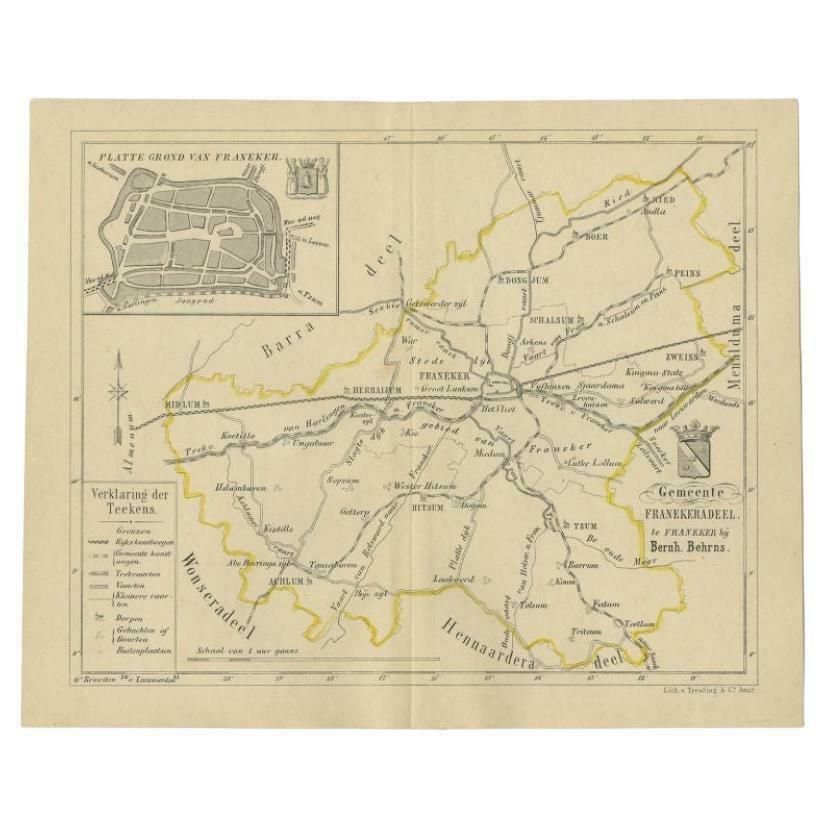 Antique Map Of The Franekeradeel Township By Behrns, 1861