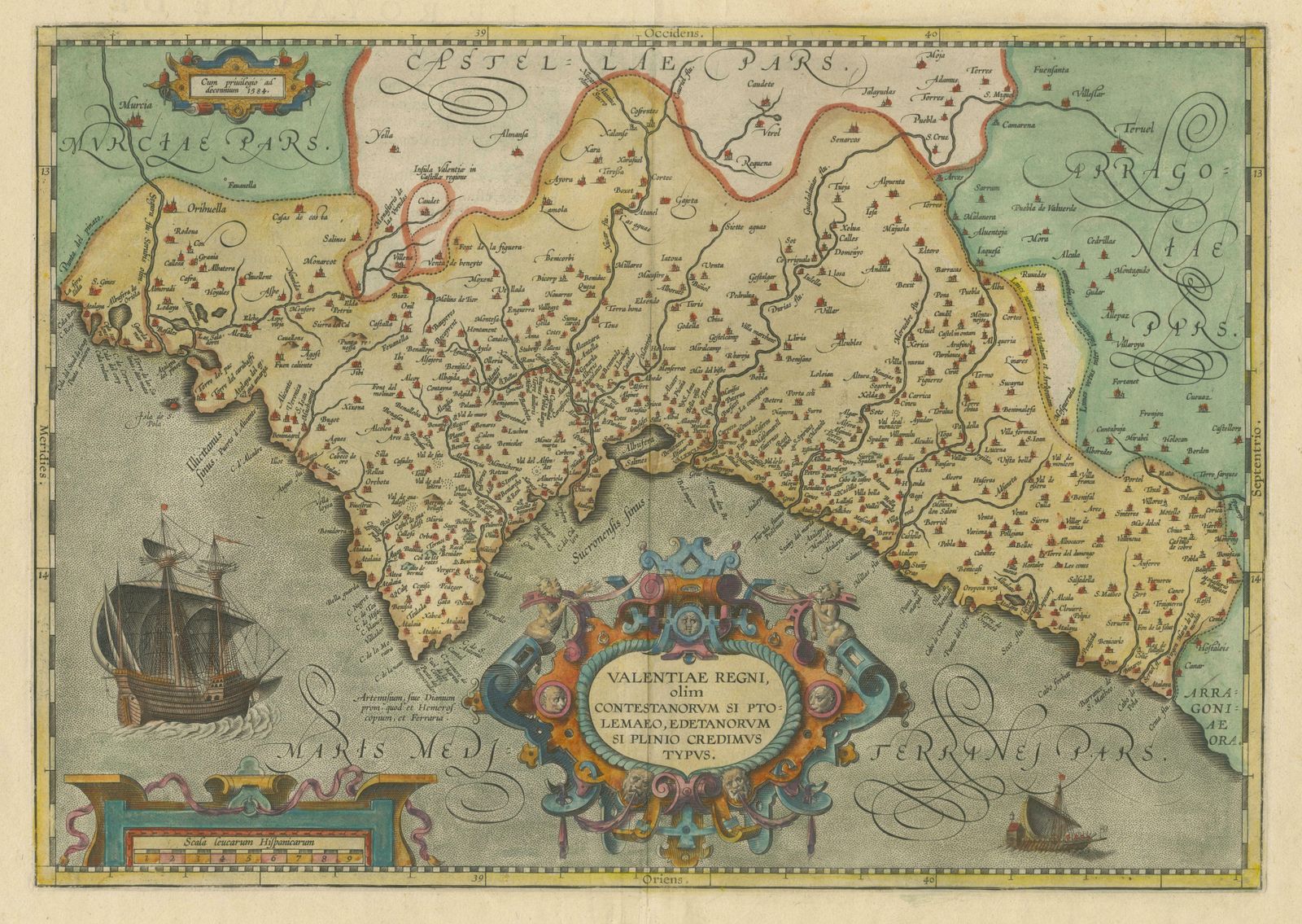 Decorative Original Antique Map Of Valencia In Southern Spain, Circa 1601 photo 1525.0