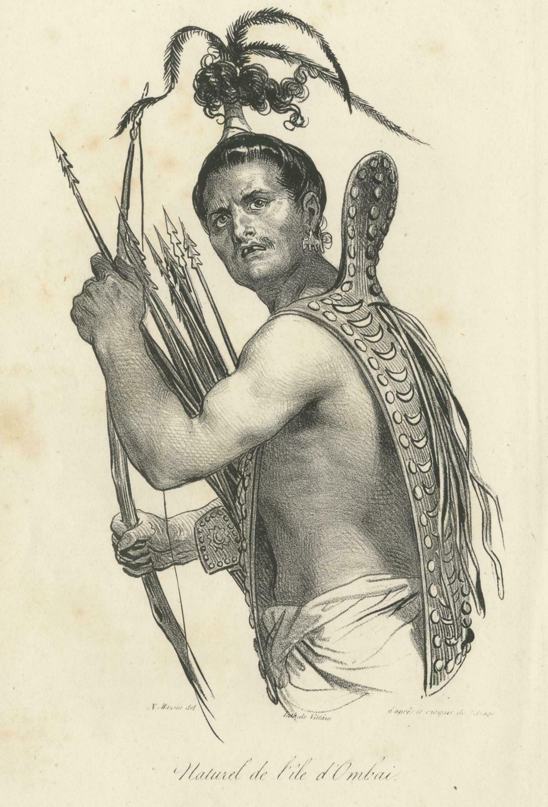 Antique Print Of A Native Of The Ombai Strait, 'Circa 1840' photo furniture
