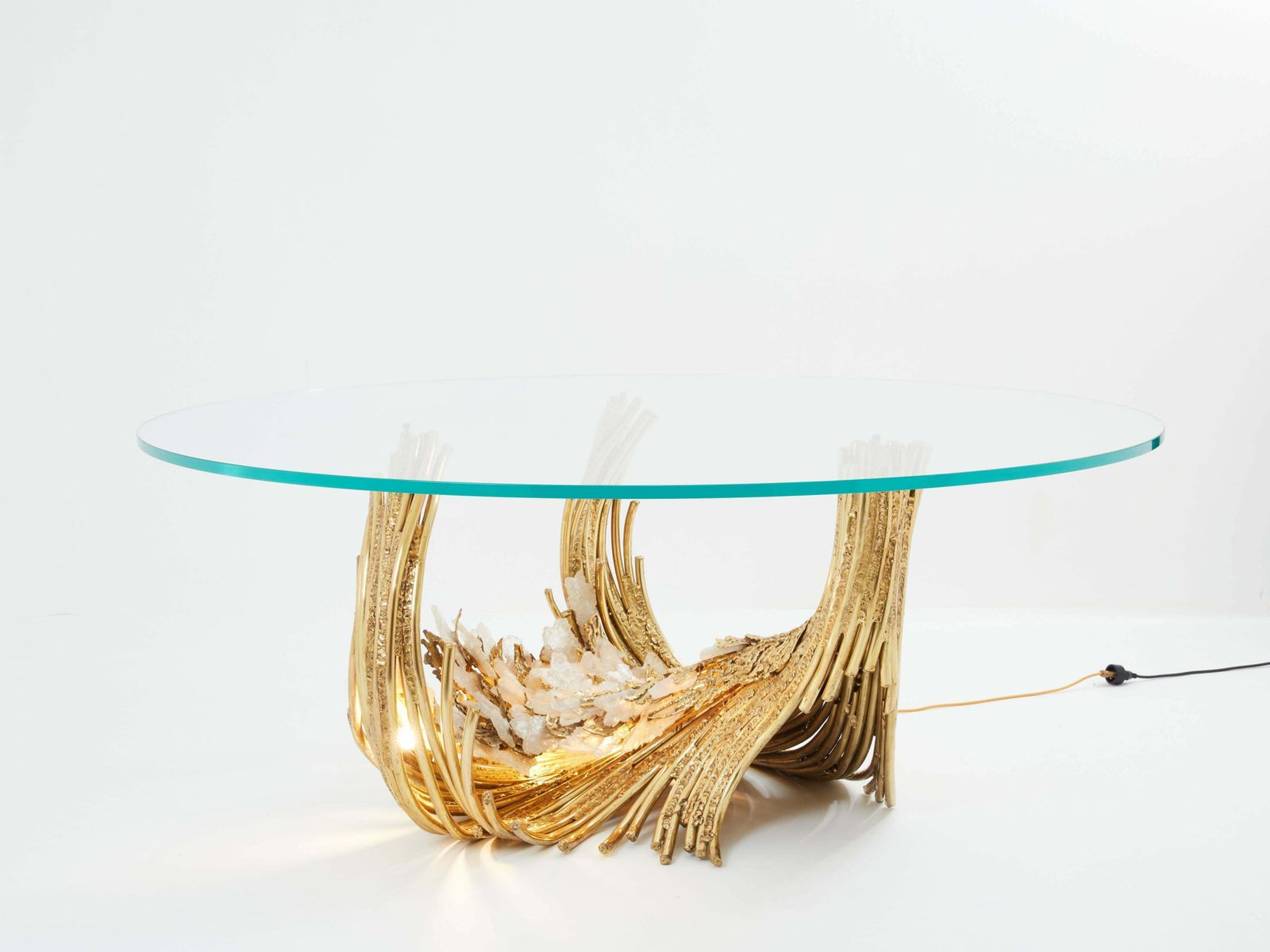 Table à manger en cristal de roche et laiton signée Isabelle Faure, années 1970 photo buy