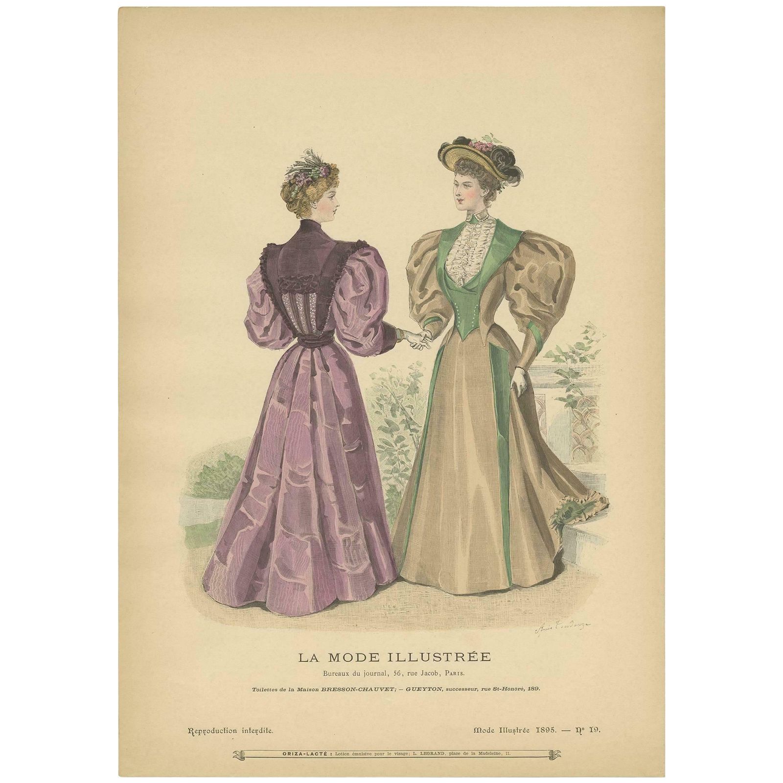 Antique Fashion Print Published By La Mode Illustrée, No. 19, 1895