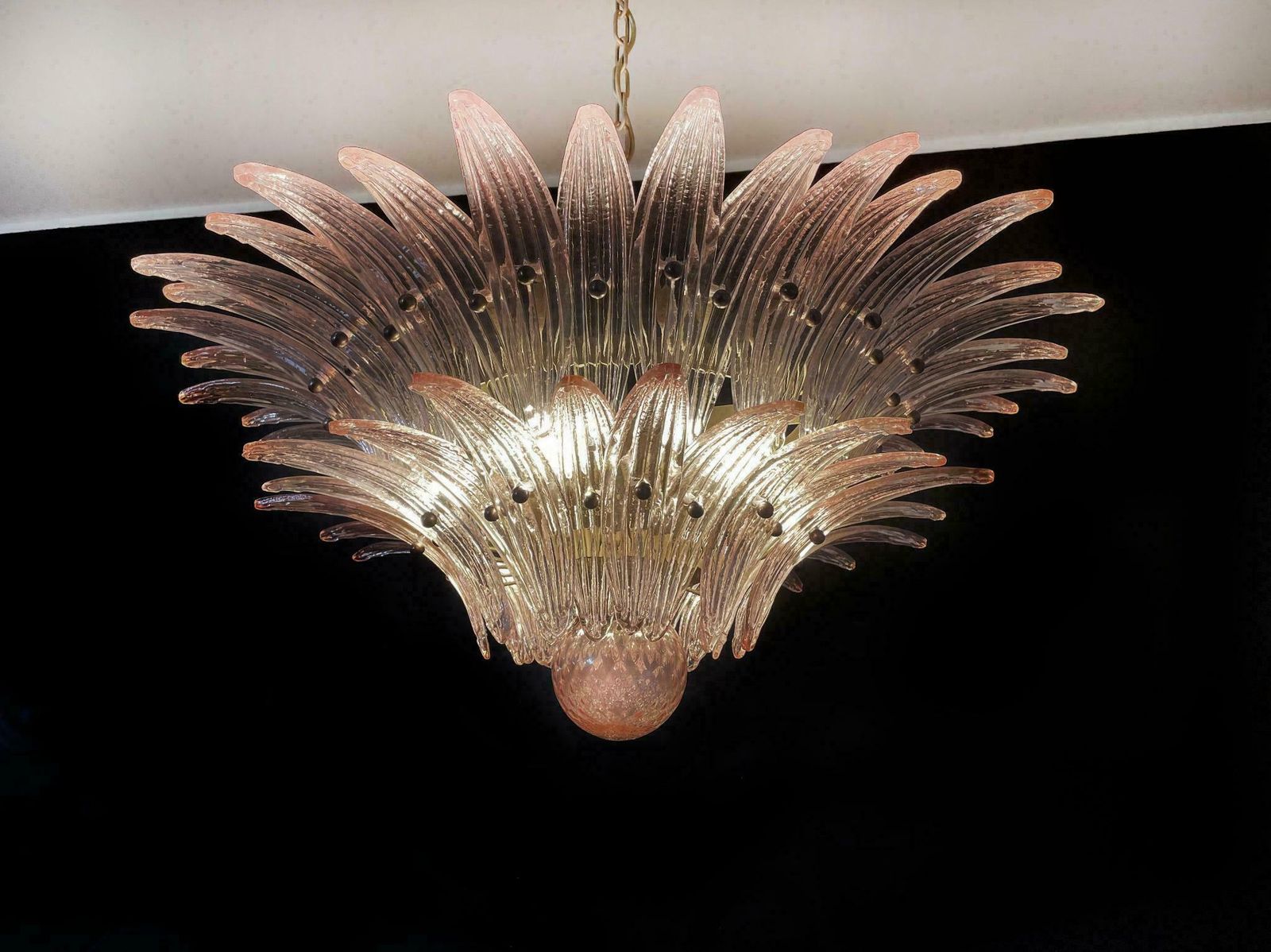 Lighting Italian Pink Leaves Chandelier, Murano photo