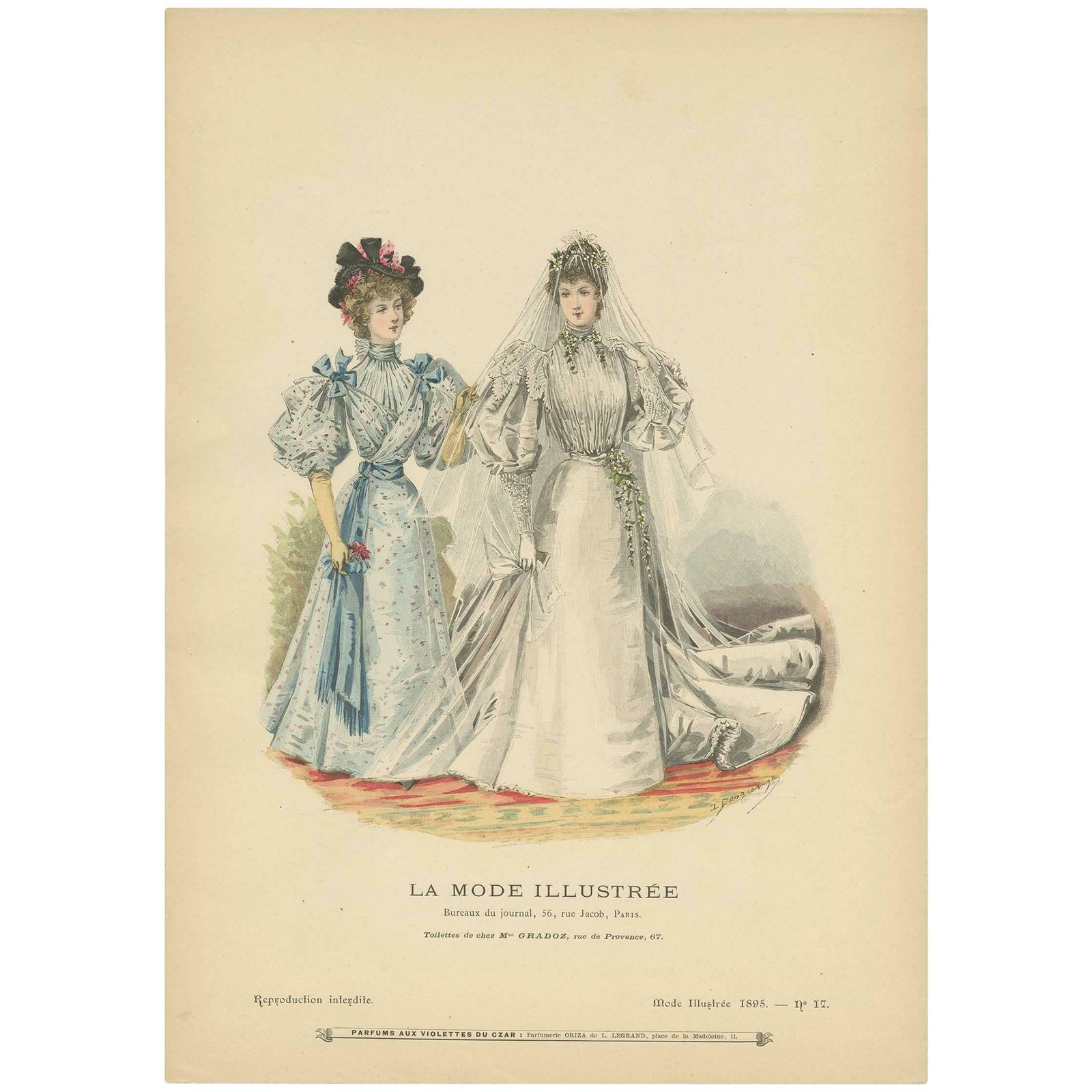 Antique Fashion Print Published By La Mode Illustrée ‘No. 17 – 1895’