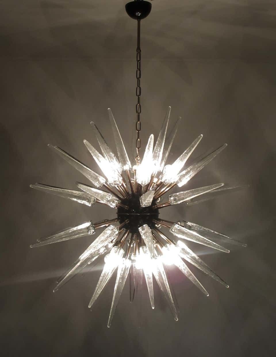 Exceptional Pair Of Glass Sputnik Chandeliers, Murano photo furniture