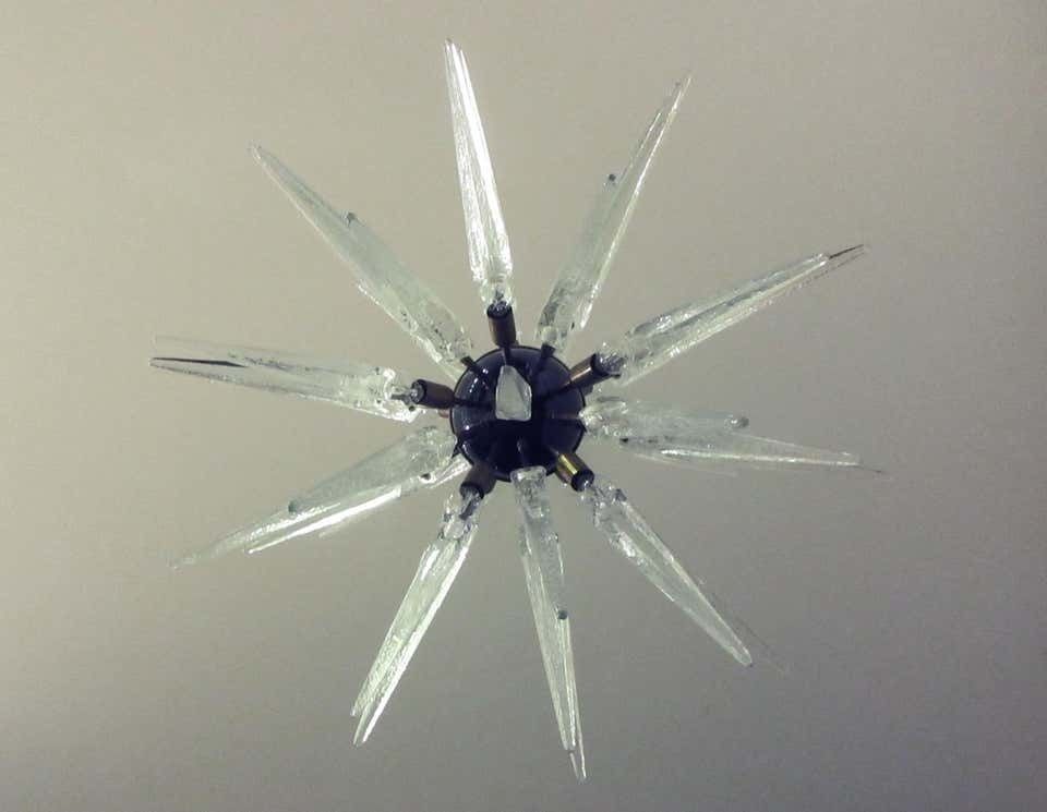 Exceptional Pair Of Glass Sputnik Chandeliers, Murano photo for sale