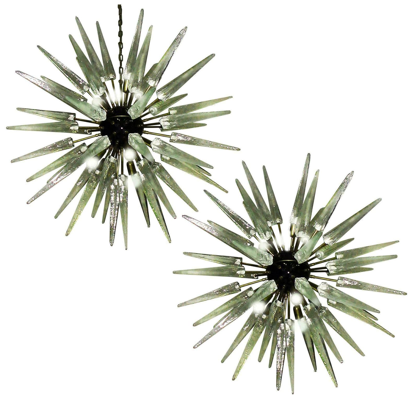 Exceptional Pair Of Glass Sputnik Chandeliers, Murano