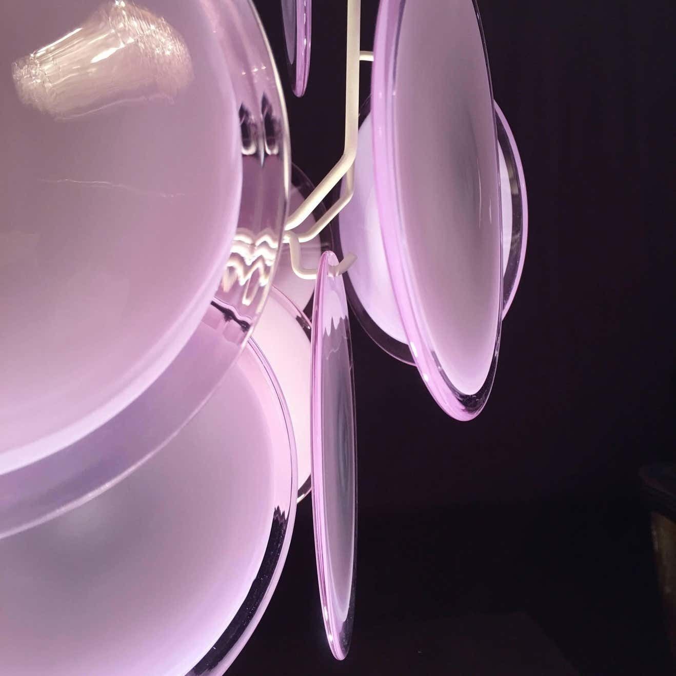 Pair Of Italian Disc Chandeliers By Vistosi, Murano, 1970s photo vinterior