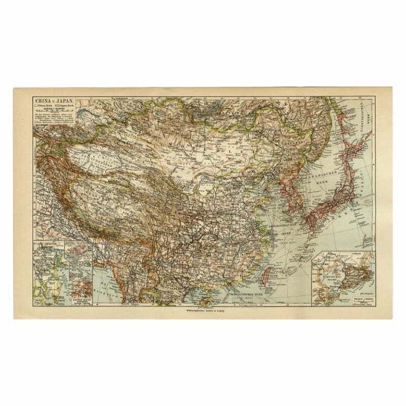 Antique Map Of China And Japan By Meyer, 1895