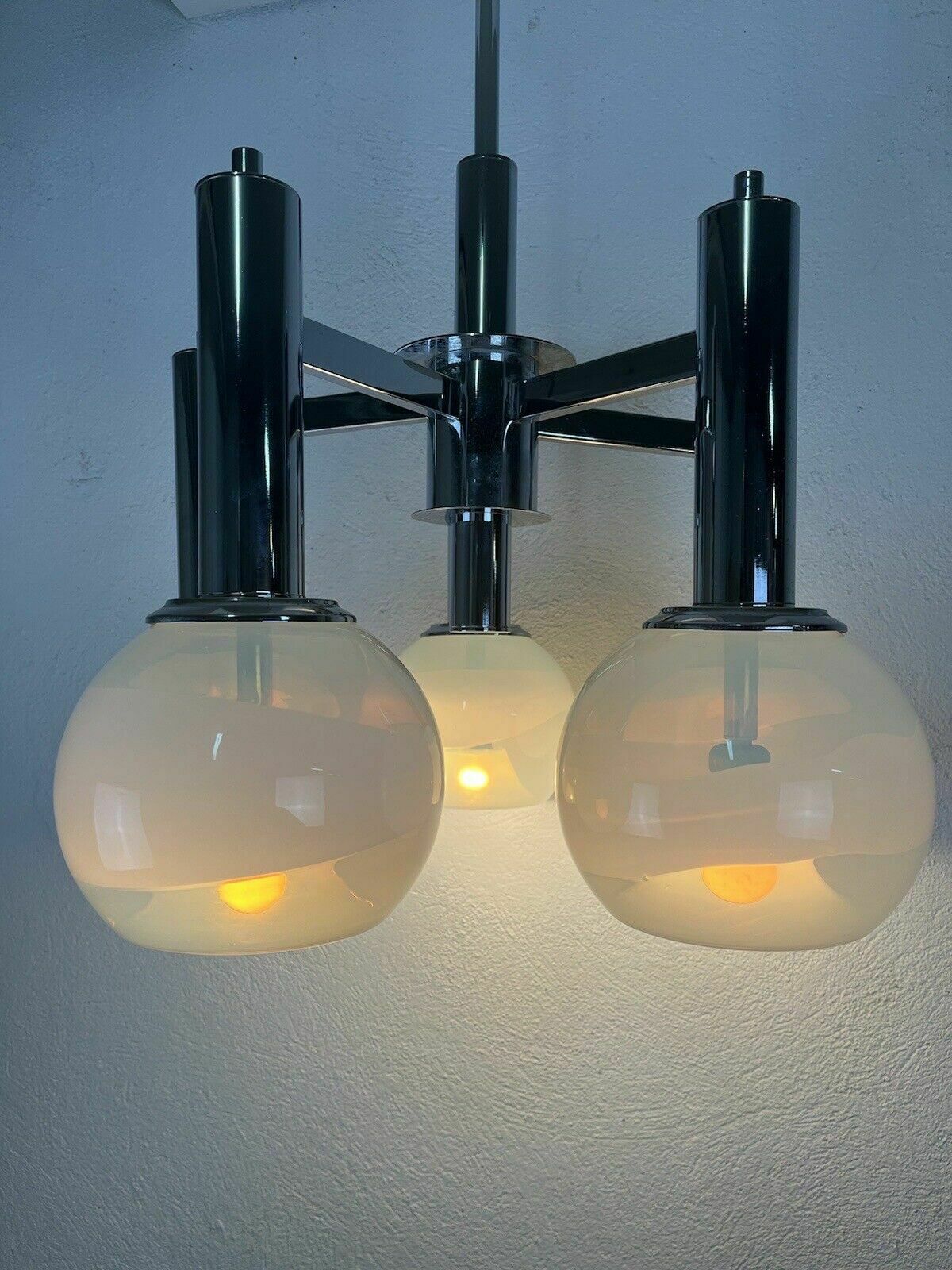 Murano Glass Steel Chandelier 5 Lights Poli Sotis 1960s Vintage Design photo Lighting