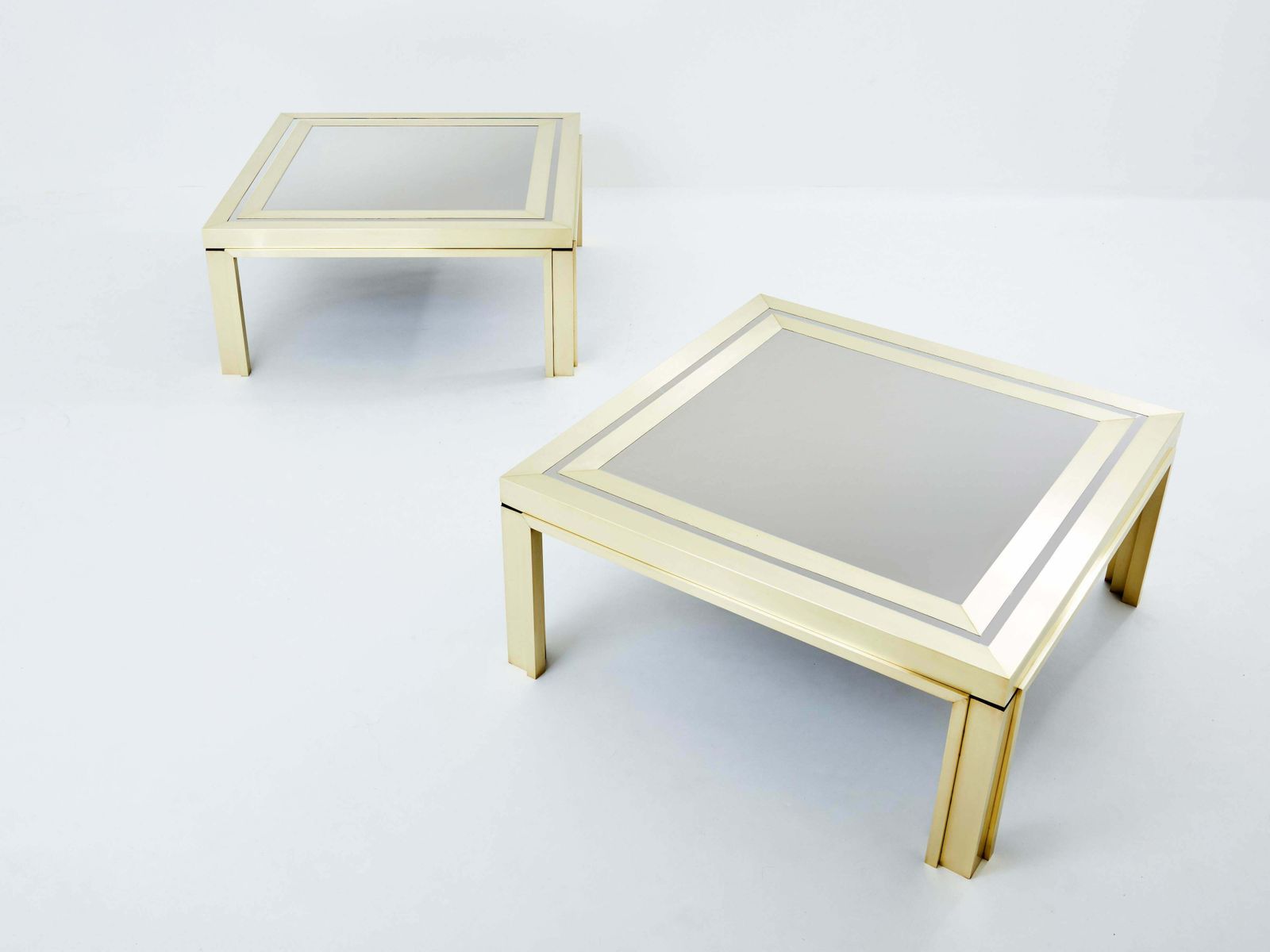 Giacomo Sinopoli Brushed Brass Stainless Steel Coffee Tables 1970s £15,192.22per Set photo buy