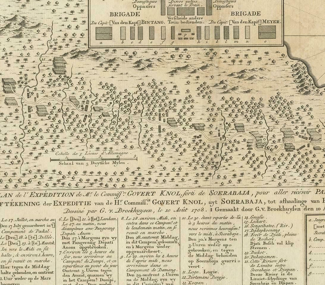 Antique Print Of The Expedition Of Govert Knol From Surabaya To Pangerang, 1750 photo for sale