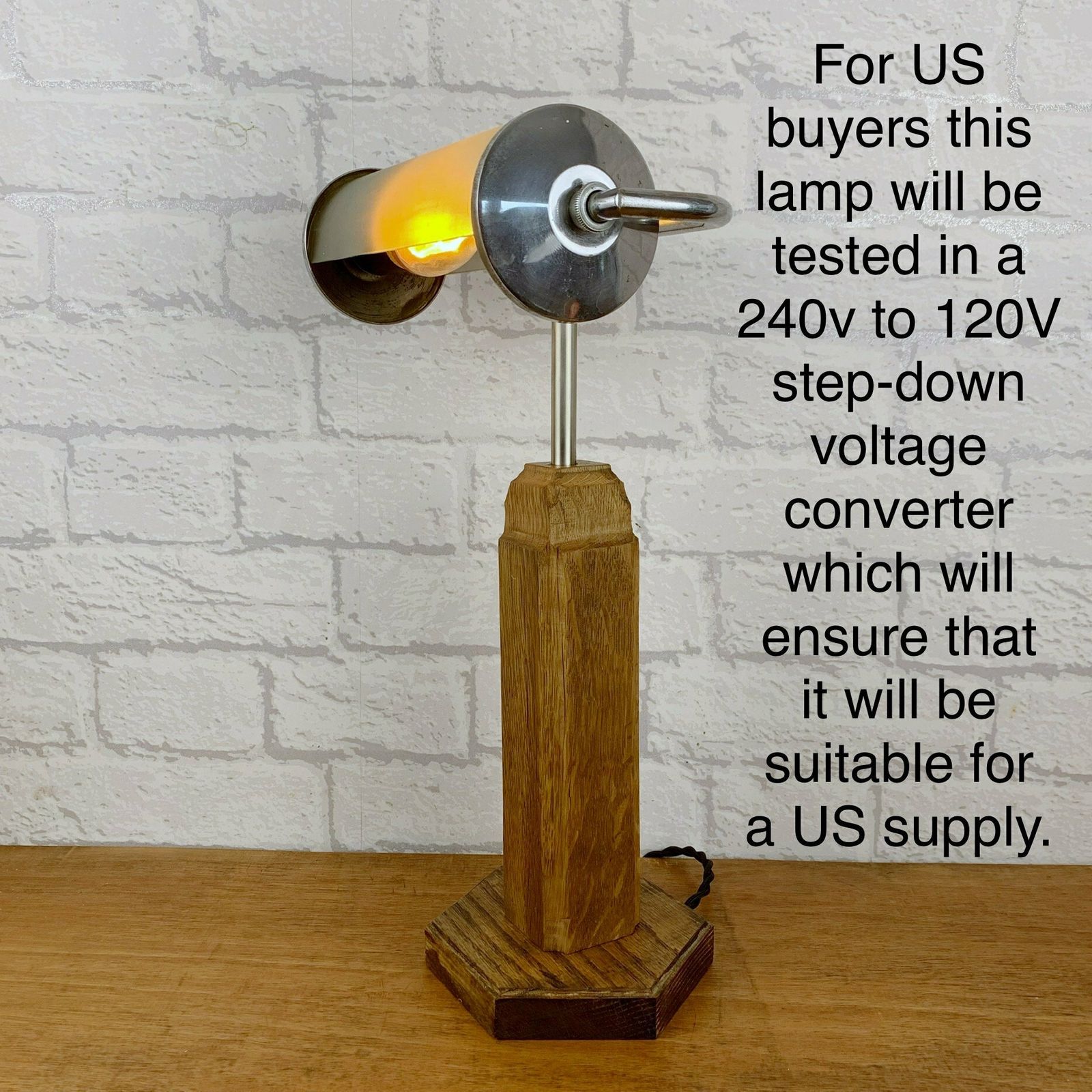 Vintage Wood Bankers Style Desk Lamp. photo buy