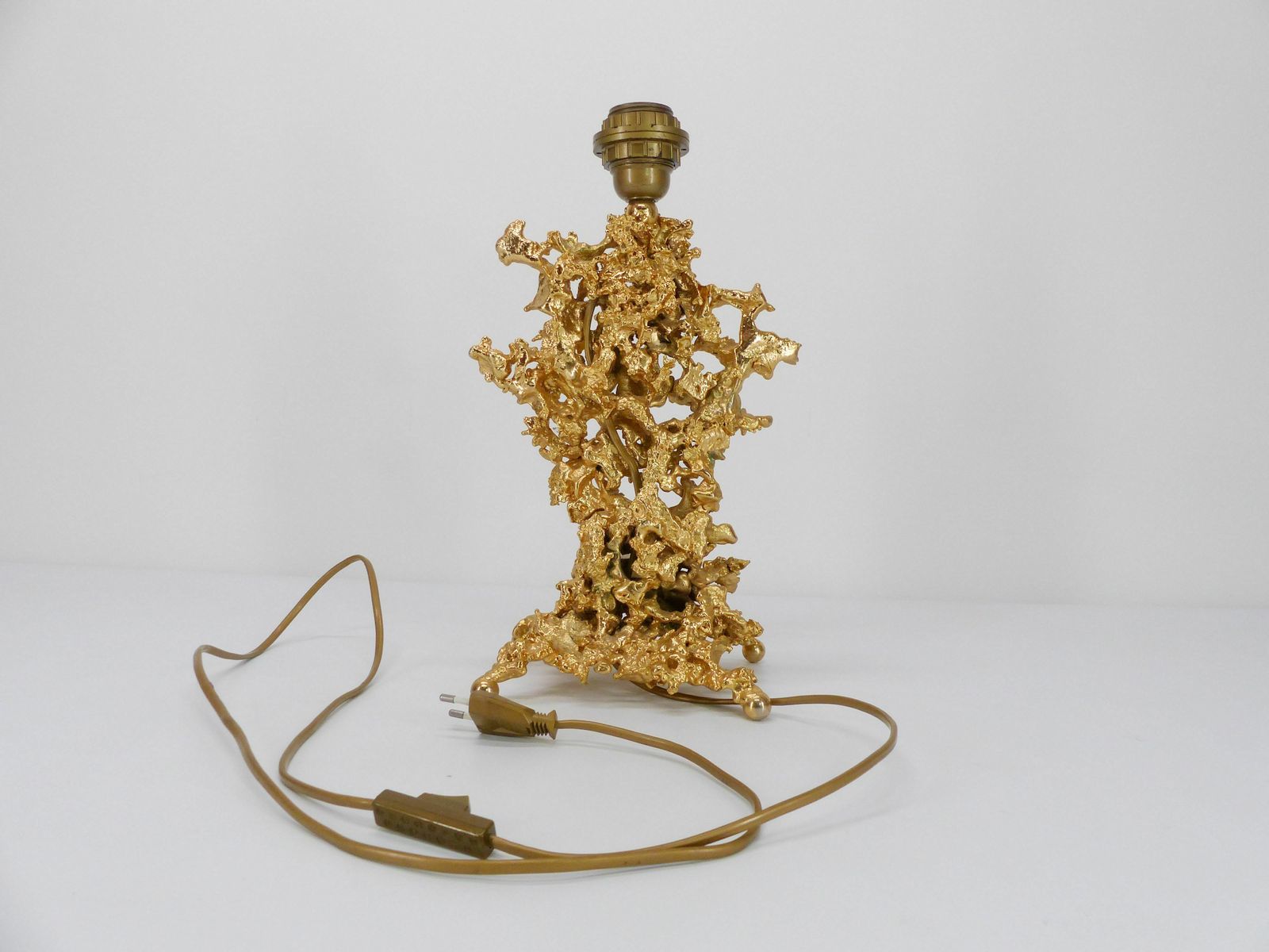 Hollywood Regency Lamp Base In Exploded Bronze And Quartz Claude Victor Boeltz 1980 photo for sale