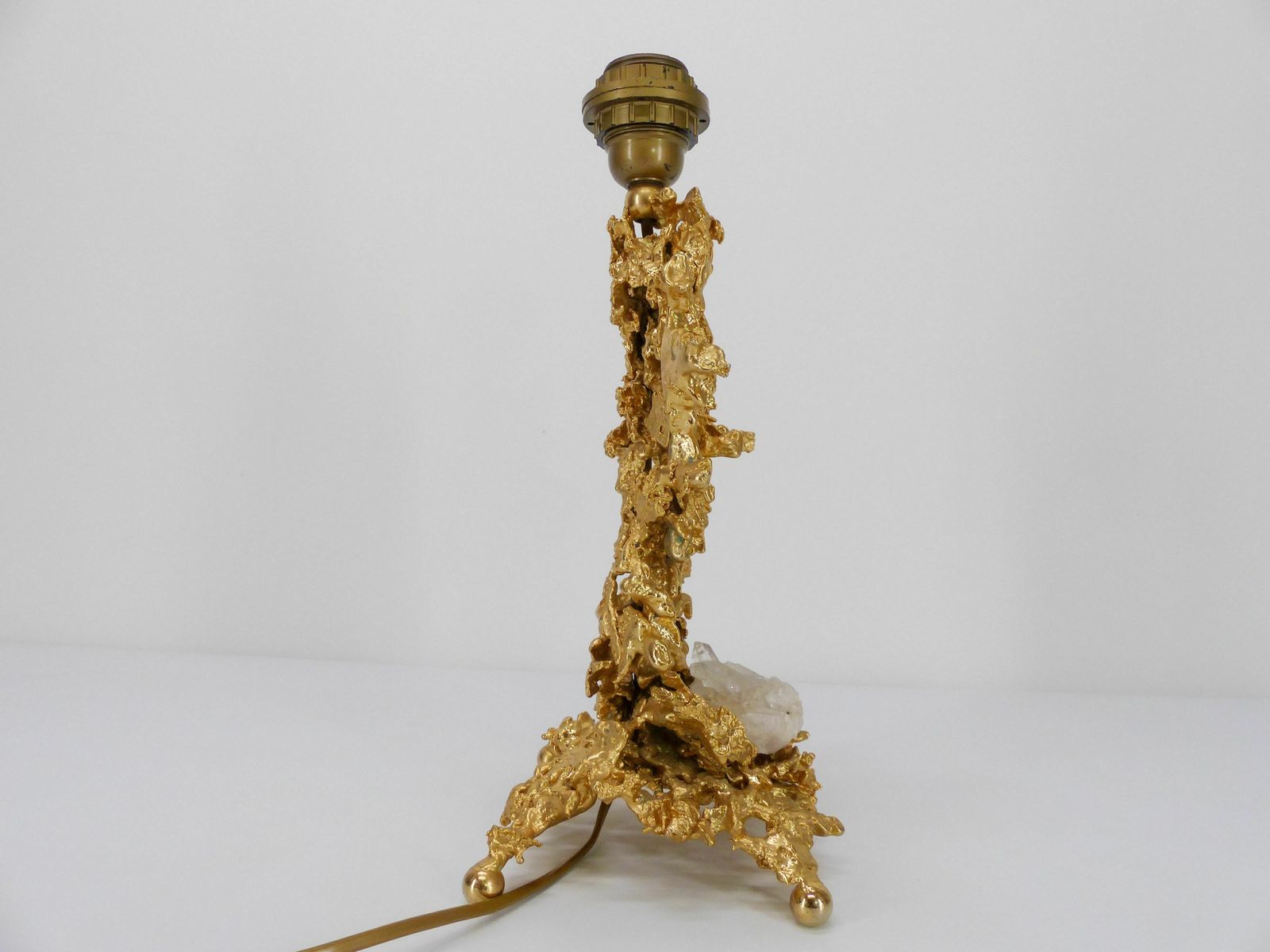 photo furniture Hollywood Regency Lamp Base In Exploded Bronze And Quartz Claude Victor Boeltz 1980