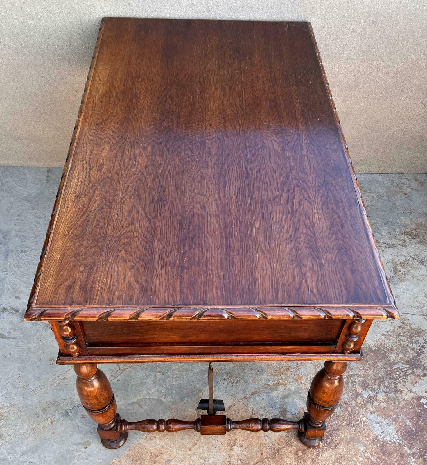 photo for sale 20th Two Sides French Louis XV Style Carved Walnut Desk With Three Drawers