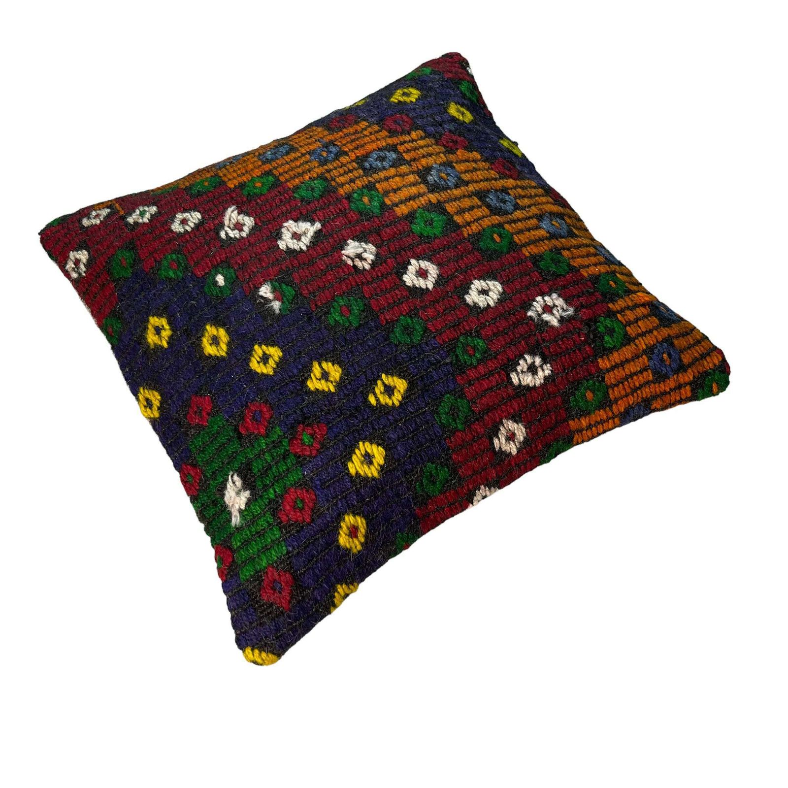 Ethnic Kilim Pillow, 18x18 Pillow Cover, Bohemian Kilim Pillow, Handwoven Kilim Pillow, Sofa Throw Pillow, Meditation Kilim Cover photo vintage