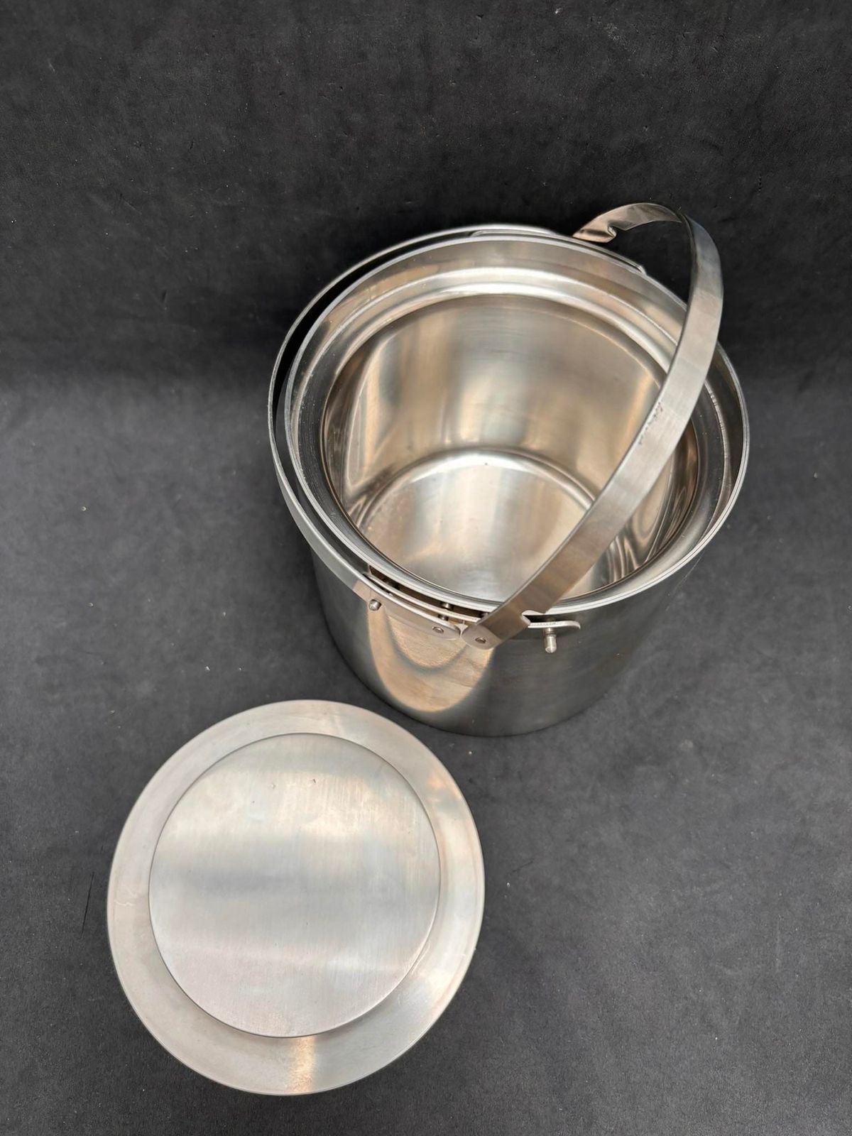 Arne Jacobsen Stelton Ice Bucket Stainless Steel Vintage 1960s Mid Century Modern Modernist Bar Tools Gift For Him Minimalist photo 203.0