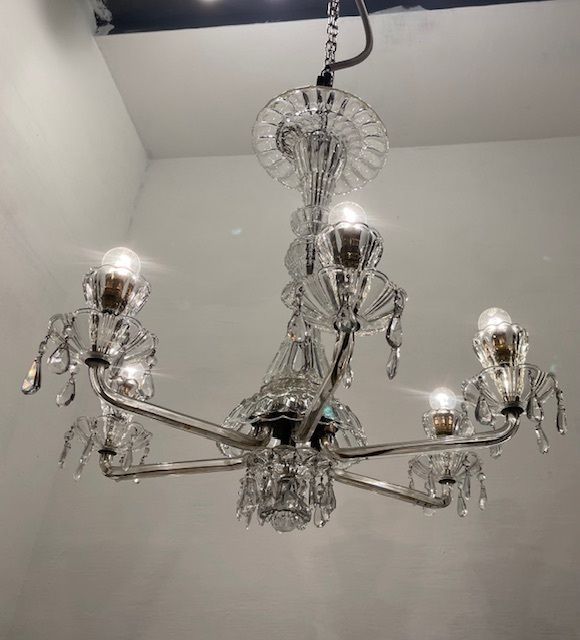 Lighting Large Art Deco Murano Glass Chandelier 1940’s photo