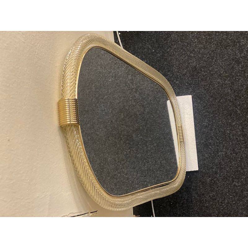 "Torciglione" Murano Glass Wall Mirror In Barovier Style photo for sale