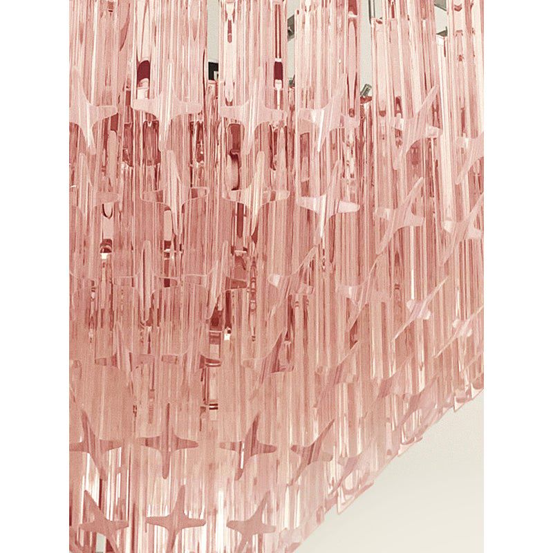 Vintage 1970s Pink "Quadriedro" Murano Glass Chandelier photo furniture