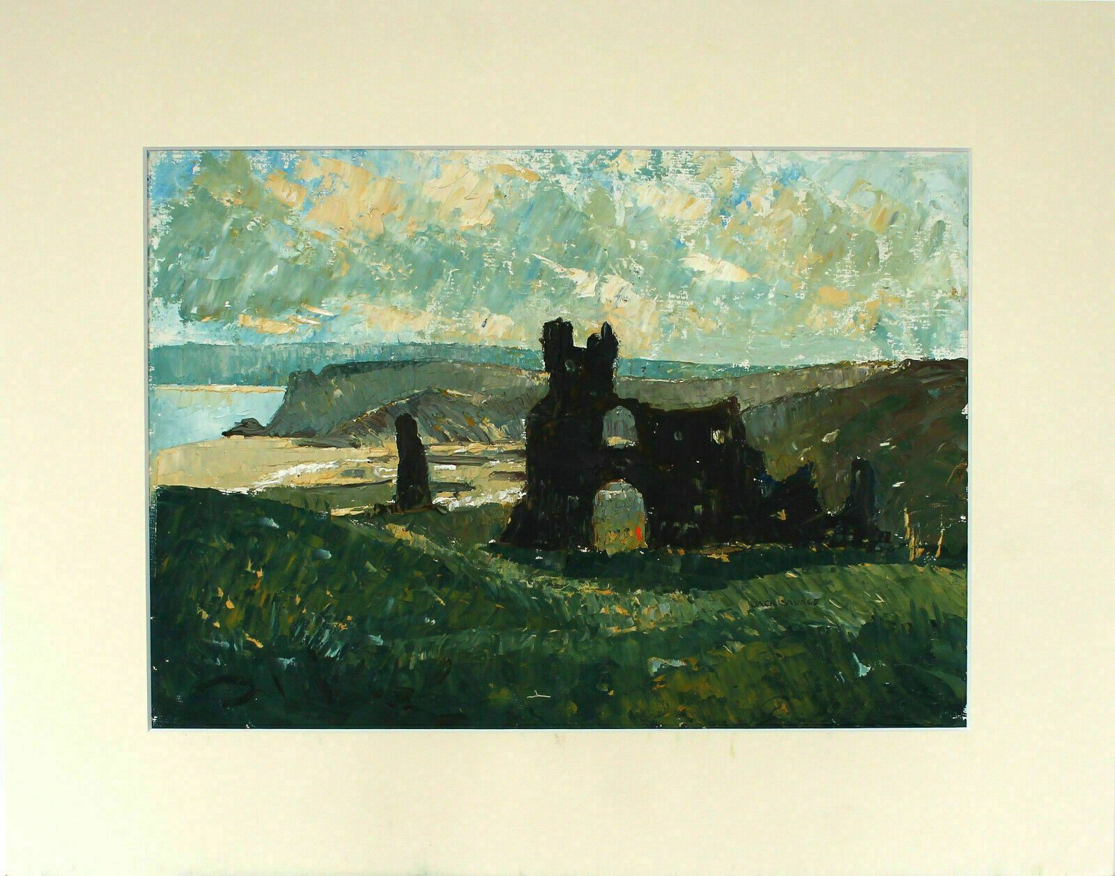 Oil On Card By Jack Savage Coastal Ruins